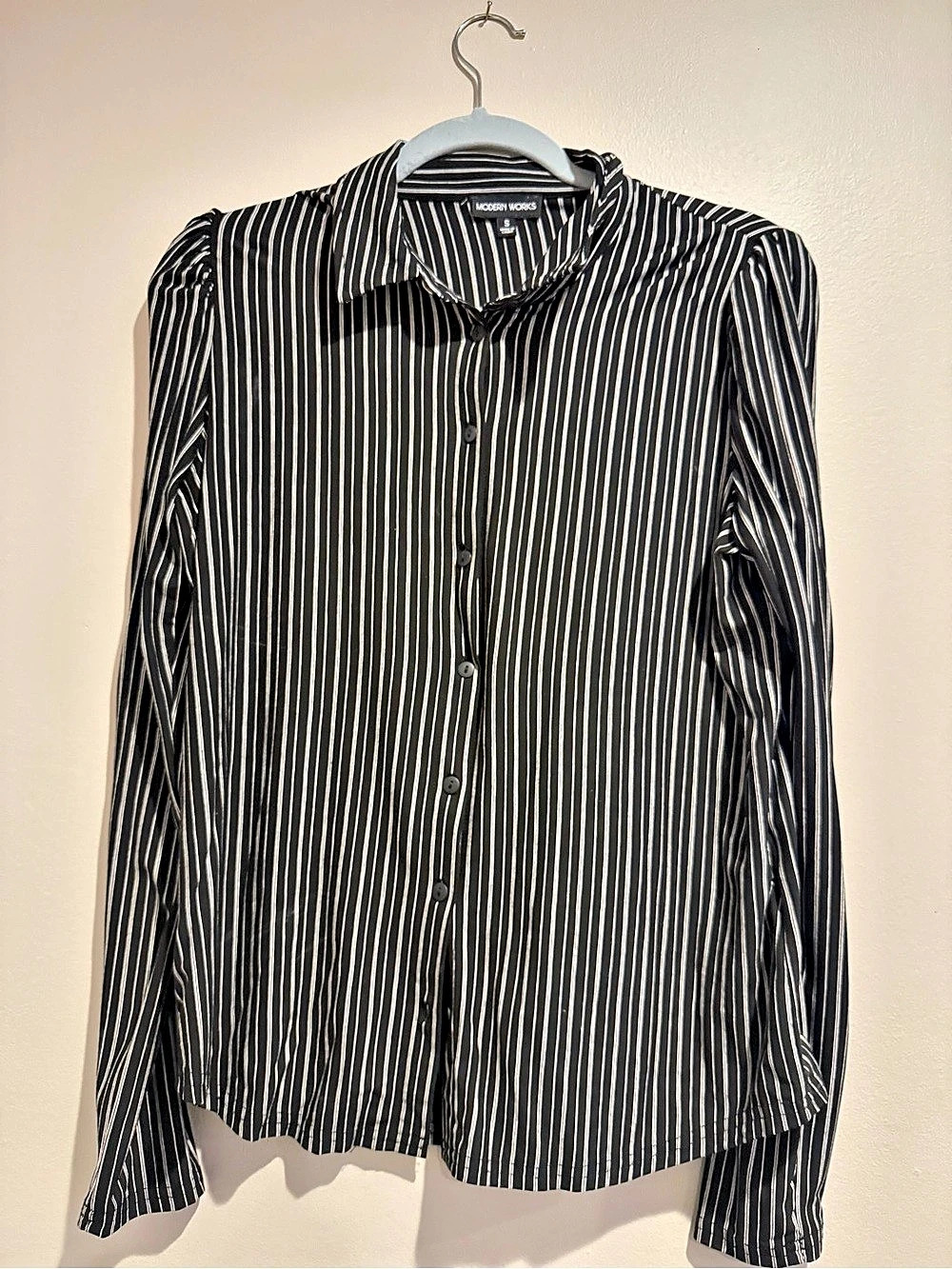 Modern Works Striped Button Down Black & White Size Small